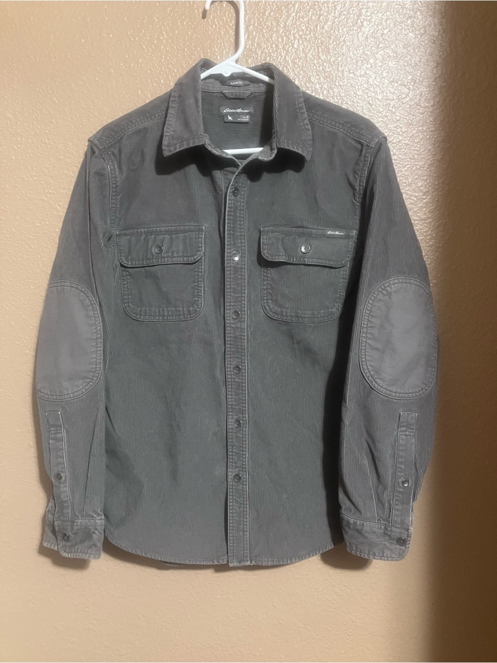 Eddie Bauer Gray Button-Front Utility Shirt Jacket
